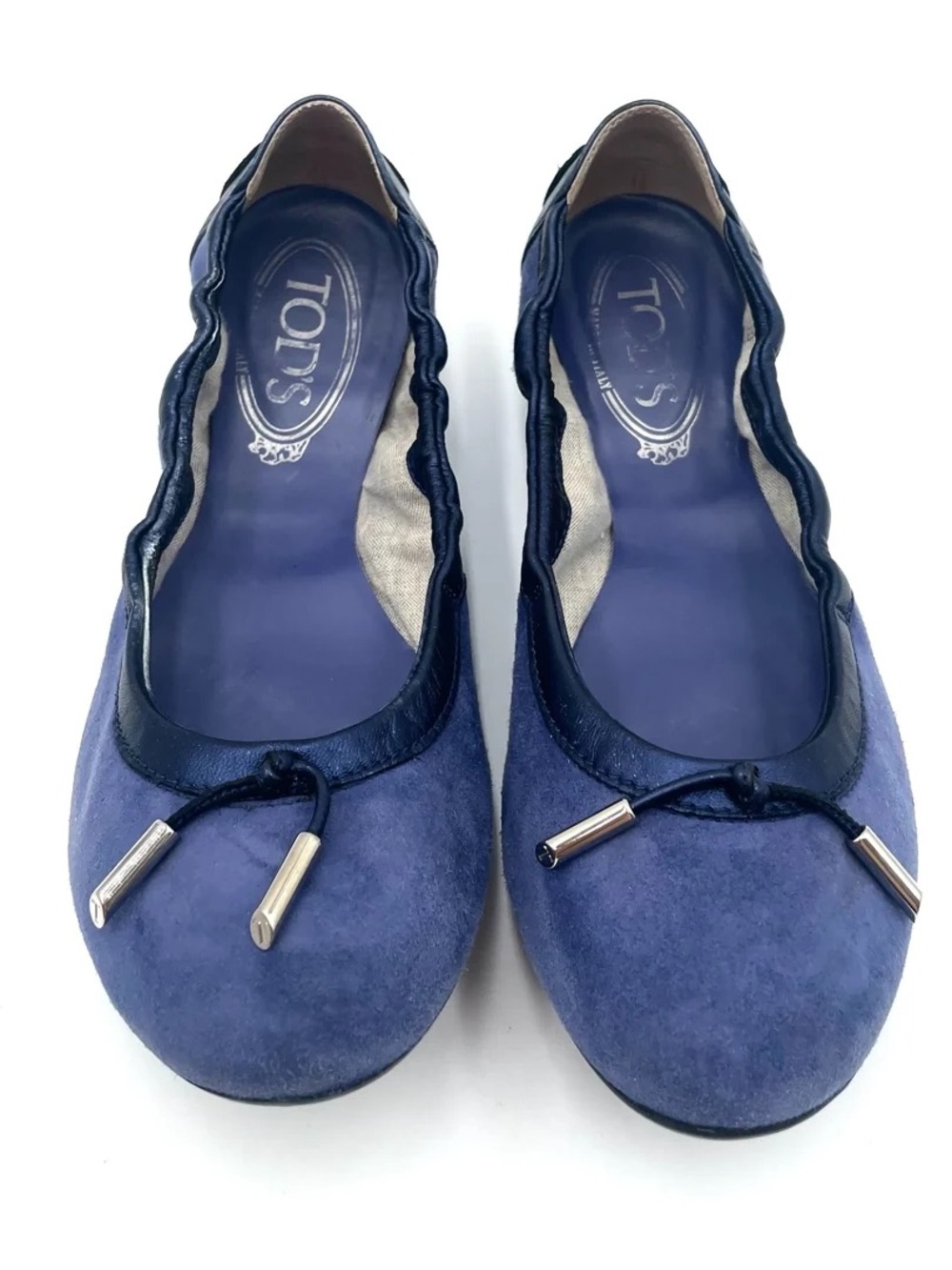 Tod’s Blue Suede Ballerina Flats Size 38